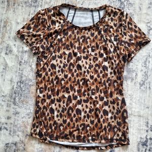 Gottex Women's Neiman Marcus Active Short Sleeved top in leopard print.